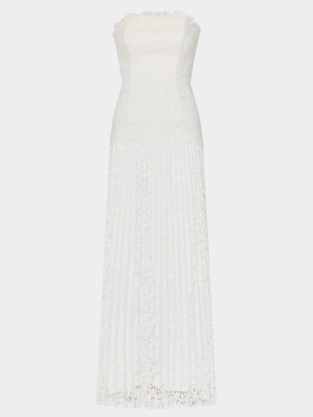 Milly Norelle Lace Strapless Maxi Dress Ivory White